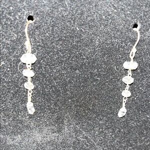 Herkimer Diamond Quartz Elegant Silver Dangle Earrings